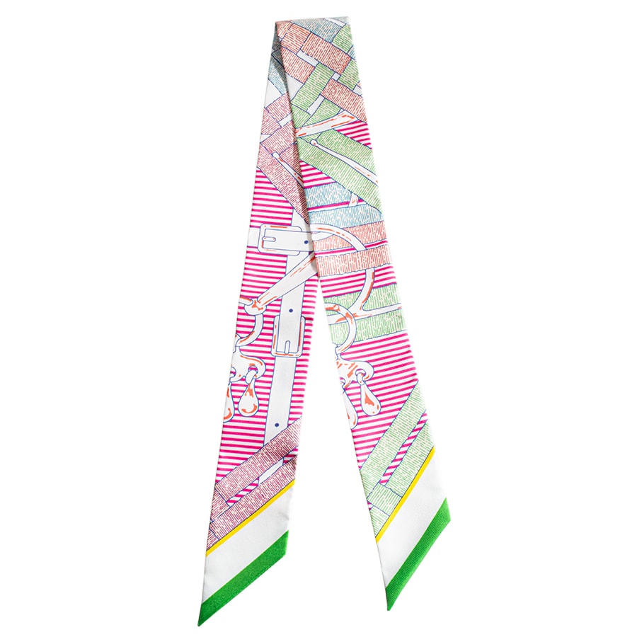 【未使用】HERMES エルメス Mors a jouets chemise 馬銜 063419S 21 ツイリー スカーフ 2022AW グリーン マルチカラー【中古】