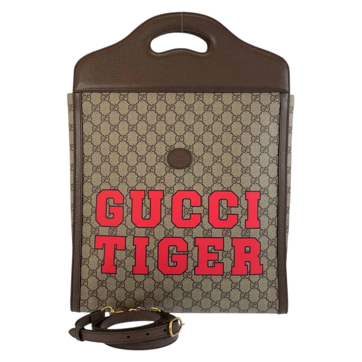 美品 GUCCI グッチ GUCCI TIGER ブラウン ゴールド金具 GGスプリームキャンバス レザー/ トートバッグ ハンドバッグ ビジネスバッグ ショルダーバッグ 2way 506560 【中古】