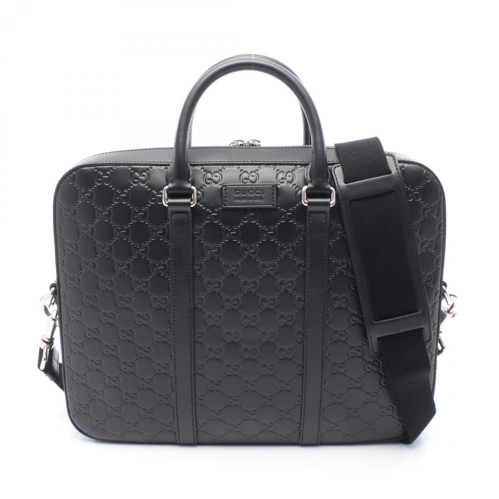 グッチ GUCCI グッチシマ 2WAY ブリーフケース バッグ レザー メンズ ブラック系 435322 【中古】