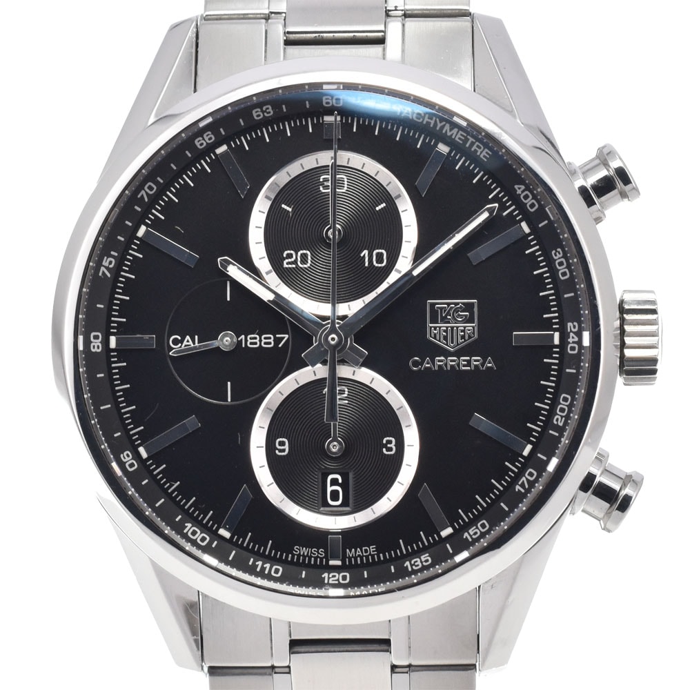 タグホイヤー TAG HEUER CAR2110-4 カレラ キャリバー1887 クロノグラフ デイト ブラック 自動巻き メンズ 良品 腕時計 K#148153