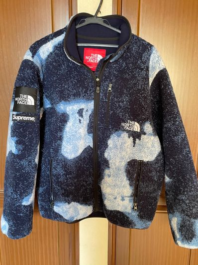 Supreme x The North Face Bleached Denim Print Fleece Jacket "Indigo"