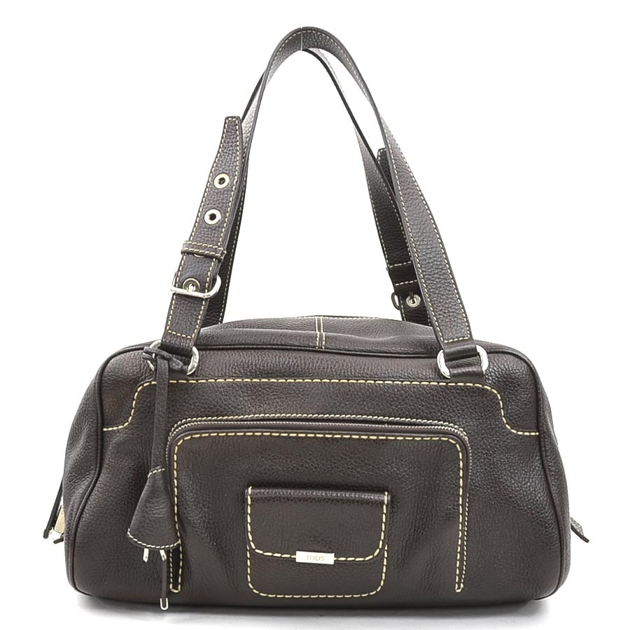 トッズ TOD’S ハンドバッグ レザー ブラウン レディース【中古】 56818k