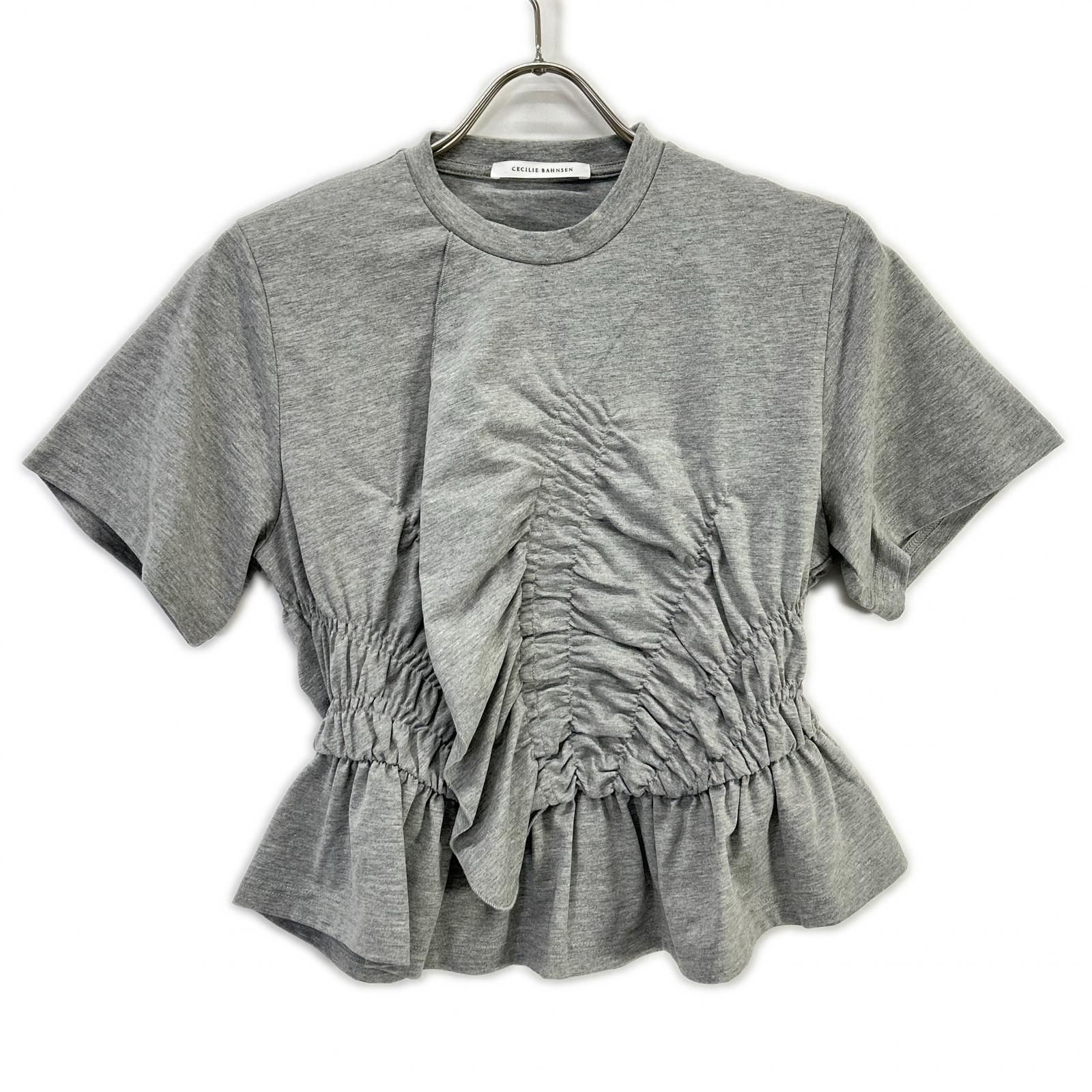 セシリーバンセン 25SS 424RTW11002 グレー ACE TOP デザインギャザーTシャツ S