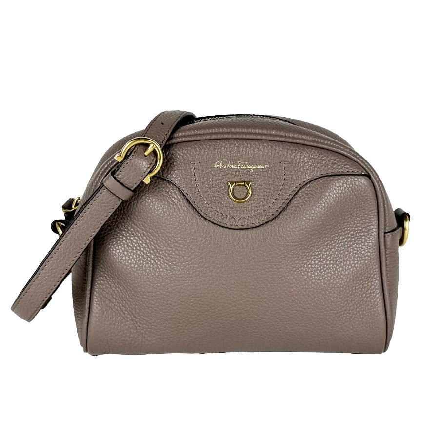 サルヴァトーレフェラガモ Salvatore Ferragamo ショルダーバッグ ガンチーニ レザー チャコールブラウン レディース【中古】 z11091