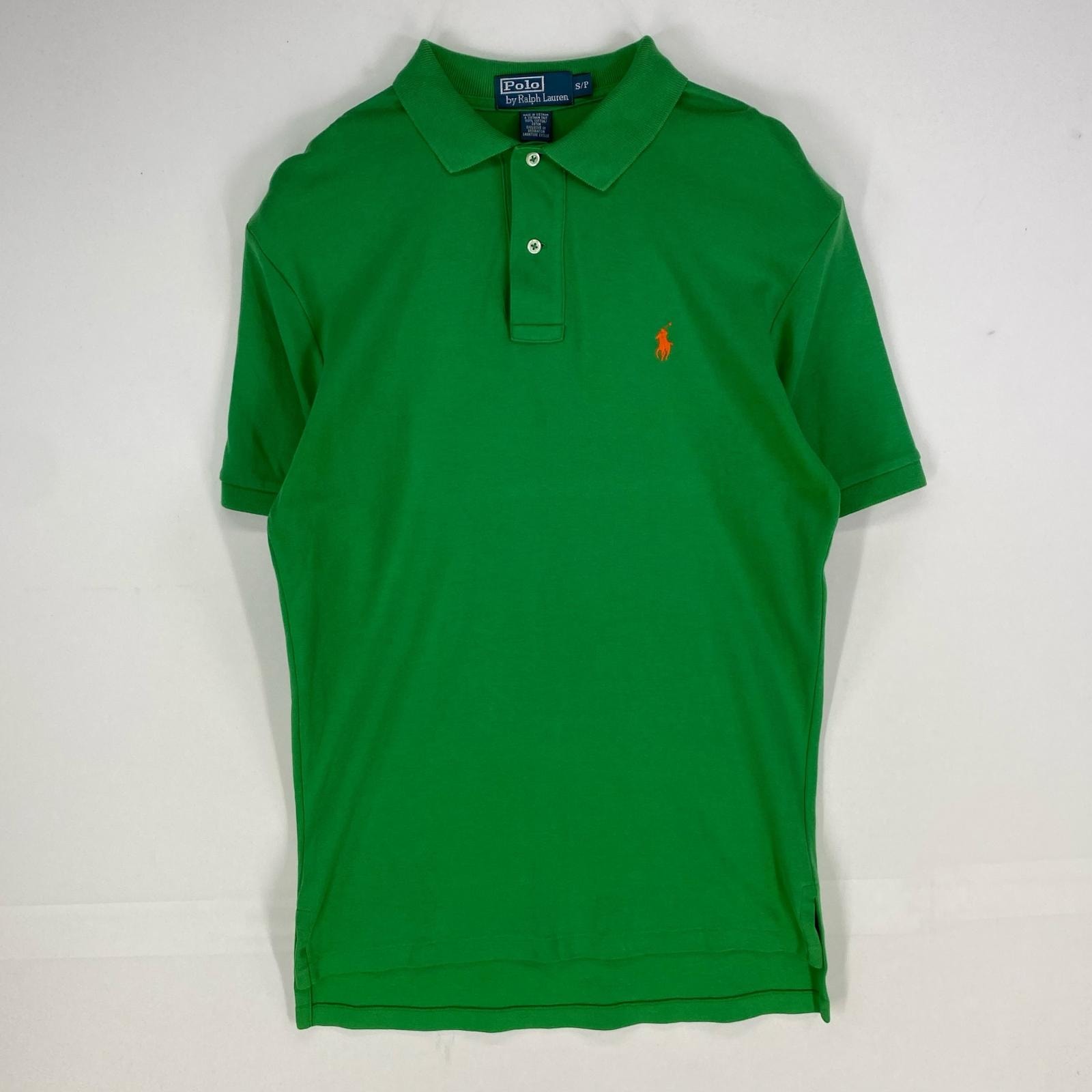 古着 ポロバイラルフローレン Polo by Ralph Lauren 半袖シャツ 刺繍ロゴ ワンポイント ポロシャツ S  グリーン系 メンズ