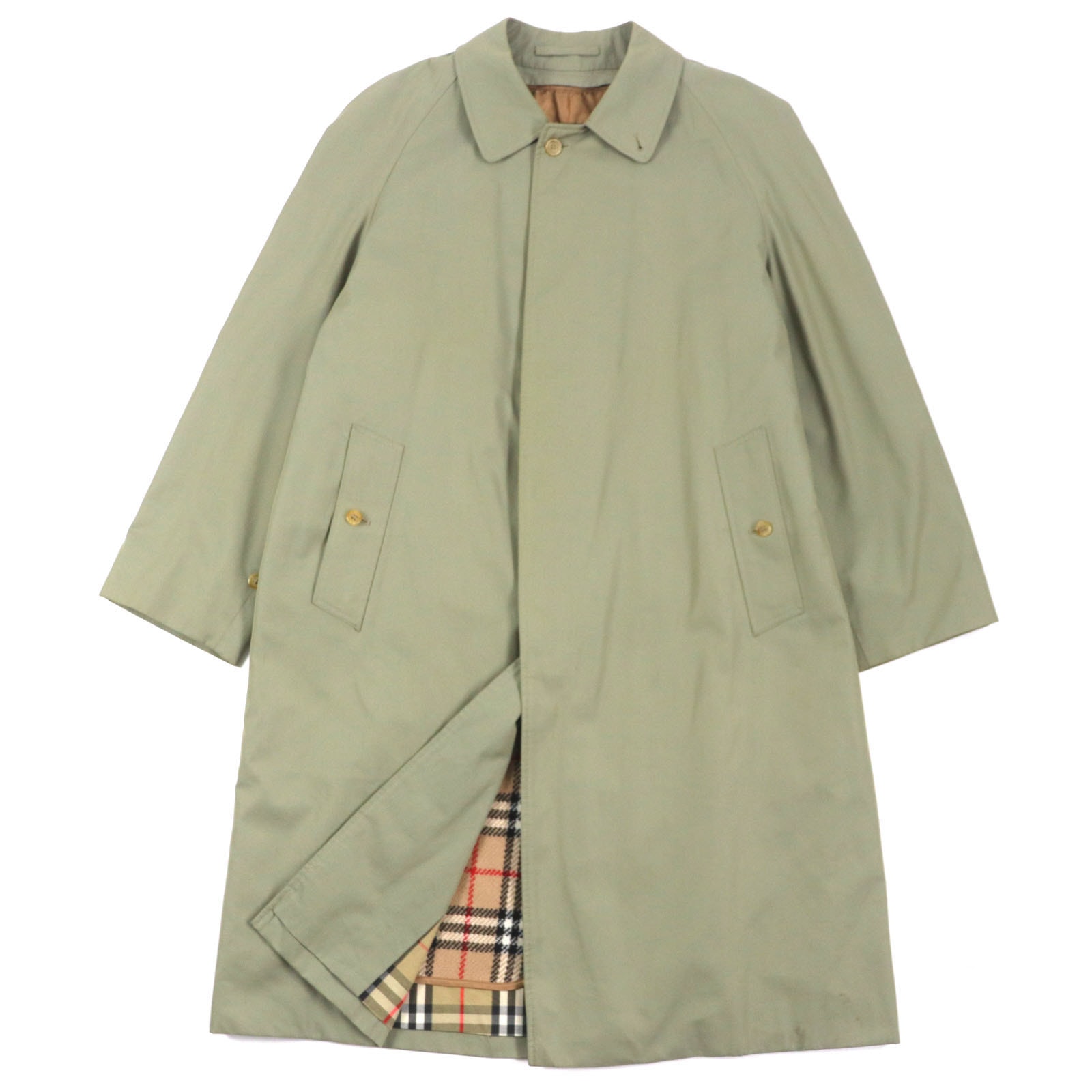 良品 バーバリー
 ステンカラーコート カーキ メンズ L