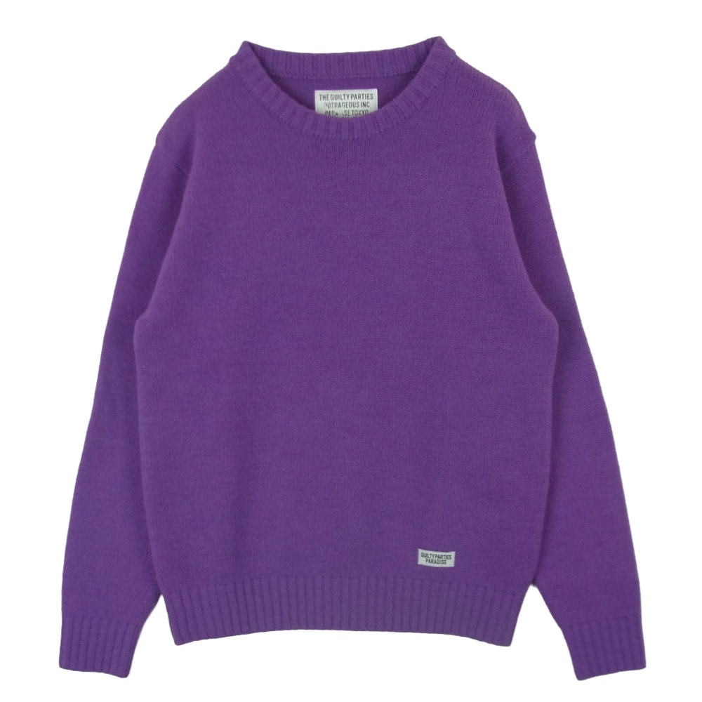 WACKO MARIA ワコマリア 22SS 22SS-WMK-KN01 CLASSIC CREW NECK SWEATER クラシック クルーネック ウール ニット セーター パープル系 S【美品】【中古】