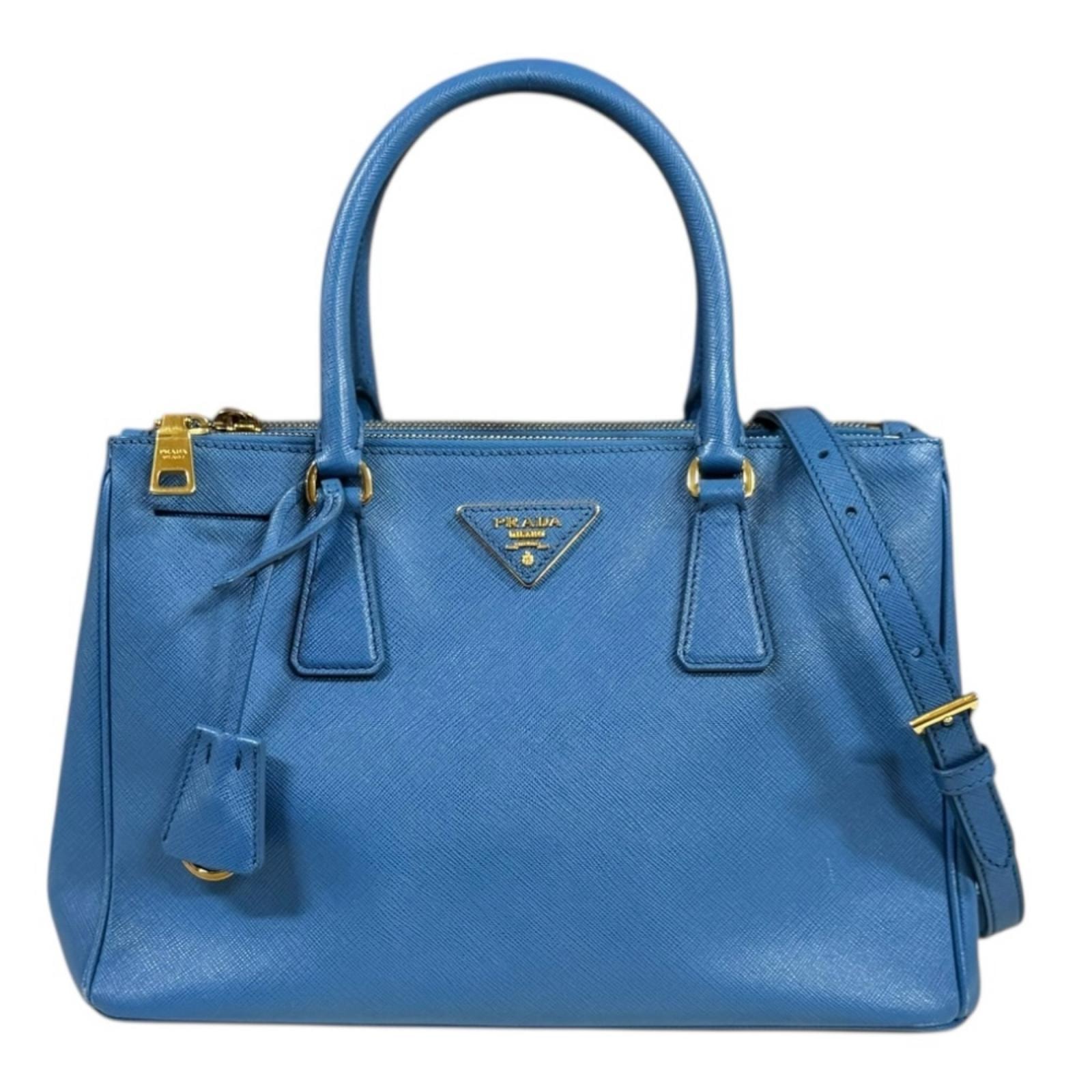 プラダ 2Wayバッグ PRADA ガレリア ショルダーバッグ レザー BN1801 ブルー レディース PRADA  中古