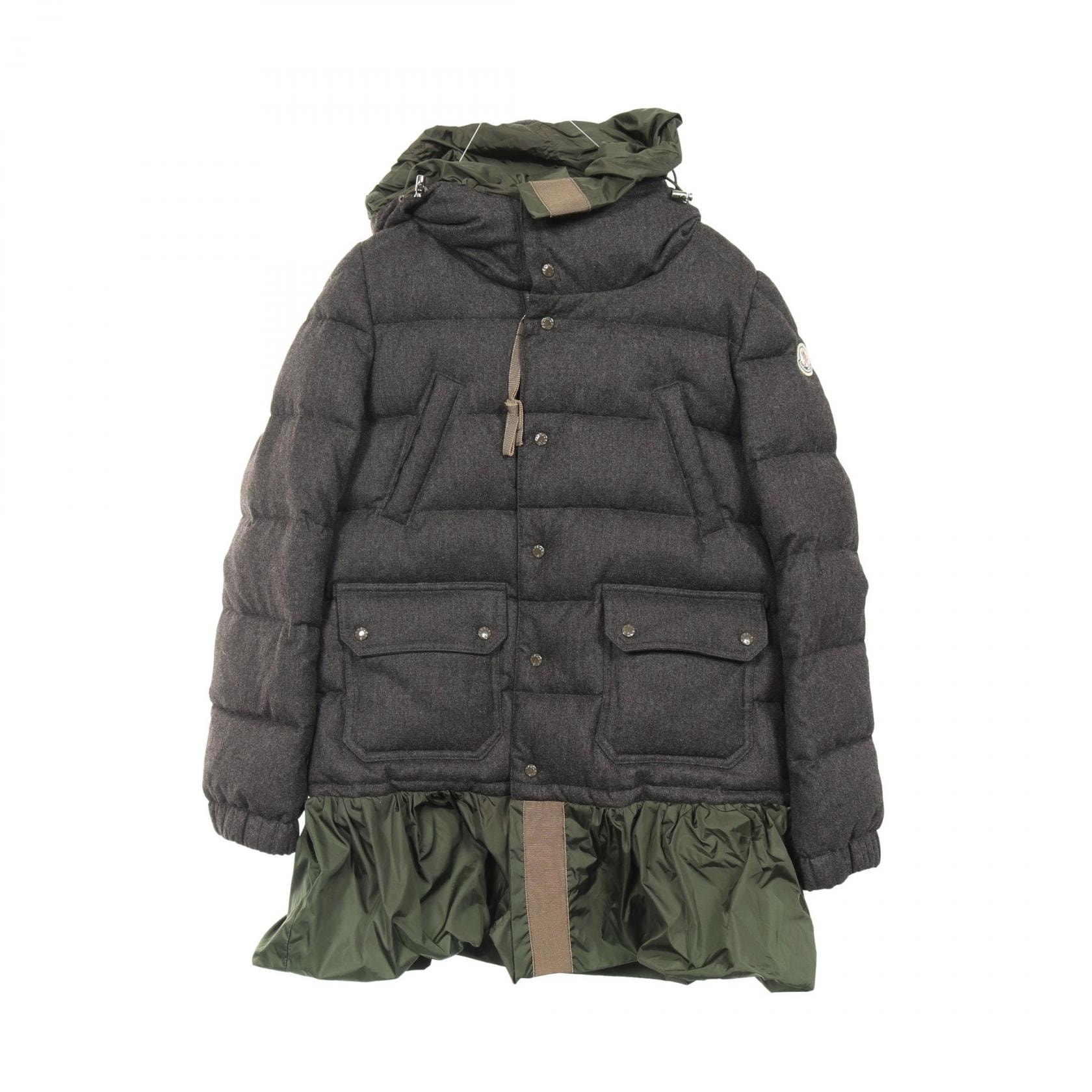 モンクレール MONCLER SARINA サリナ フード付き ダウンジャケット 衣料品 アウター ウール ナイロン レディース グレー系 / カーキ系 4994105 【中古】