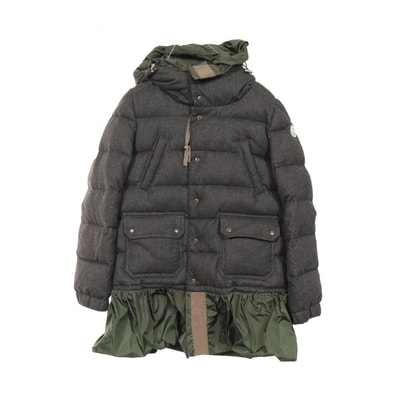モンクレール MONCLER SARINA サリナ フード付き ダウンジャケット 衣料品 アウター ウール ナイロン レディース グレー系 / カーキ系 4994105 【中古】