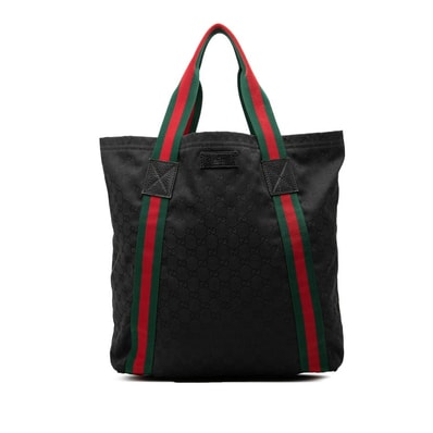グッチ GGキャンバス シェリーライン トートバッグ 189669 ブラック キャンバス レディース GUCCI 中古