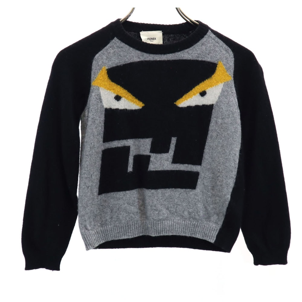 FENDI フェンディ イタリア製 ウールブレンド モンスター 長袖 セーター 6/121 グレー ニット