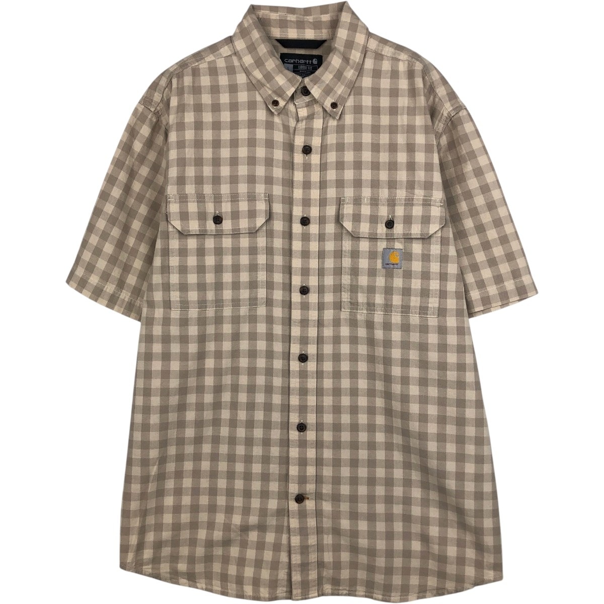 古着 カーハート Carhartt Loose Fit チェック柄 ボタンダウン 半袖 ワークシャツ メンズL相当/eaa658074