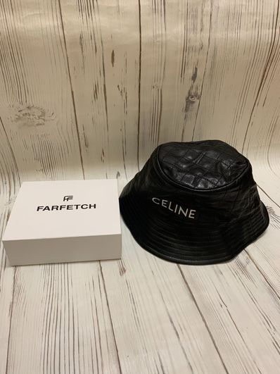 CELINE Bucket Hat In Lambskin Leather "Black"