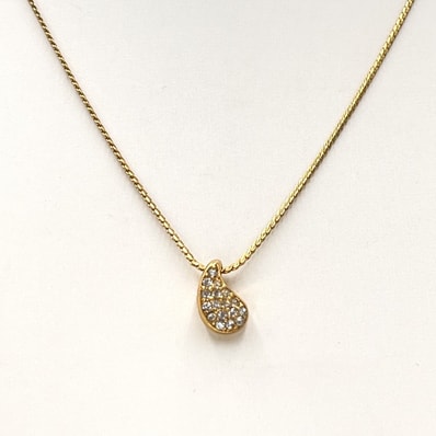 Christian Dior(クリスチャンディオール)ヴィンテージ ティアドロップ クリスタル ネックレス ゴールド レディース アクセサリー【中古】