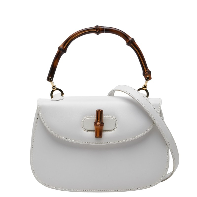 グッチ バンブー 1947 ハンドバッグ ショルダーバッグ 2WAY 000460188 ホワイト レザー レディース GUCCI 【中古】
