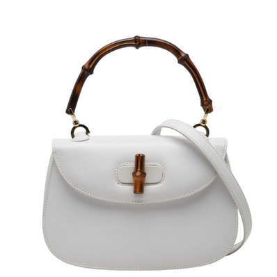 グッチ バンブー 1947 ハンドバッグ ショルダーバッグ 2WAY 000460188 ホワイト レザー レディース GUCCI 【中古】