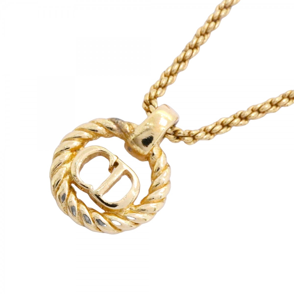 【6jcb0935-k】クリスチャンディオール ネックレス CDロゴ GPメッキ ゴールド【中古】レディース