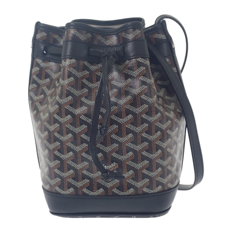 ゴヤール GOYARD プティフロ バケットバッグ ヘリンボーン PEFLOTPMLTY01CL01P ショルダーバッグ レザー コーティングキャンバス ブラック ブラウン レディース【中古】【Aランク】