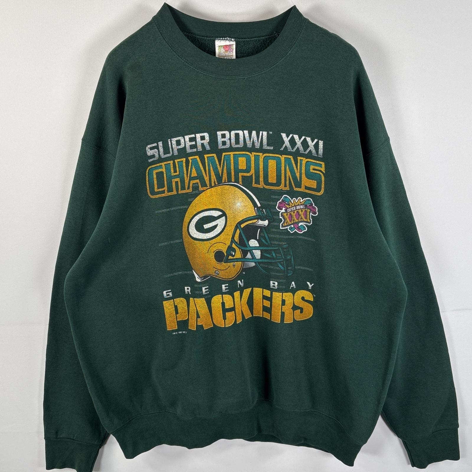 古着 90's/90年代 フルーツオブザルーム FRUIT OF THE LOOM USA製 スウェット コピーライト 大きいサイズ NFL 14041  グリーン メンズ