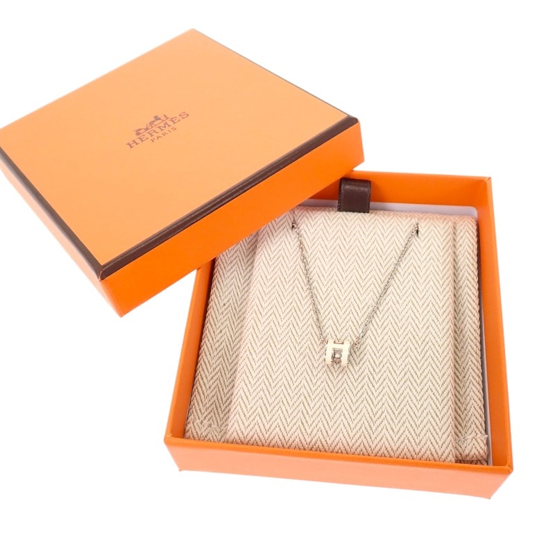 エルメス ミニ ポップ H ペンダント メタル ホワイト【中古】【Aランク】