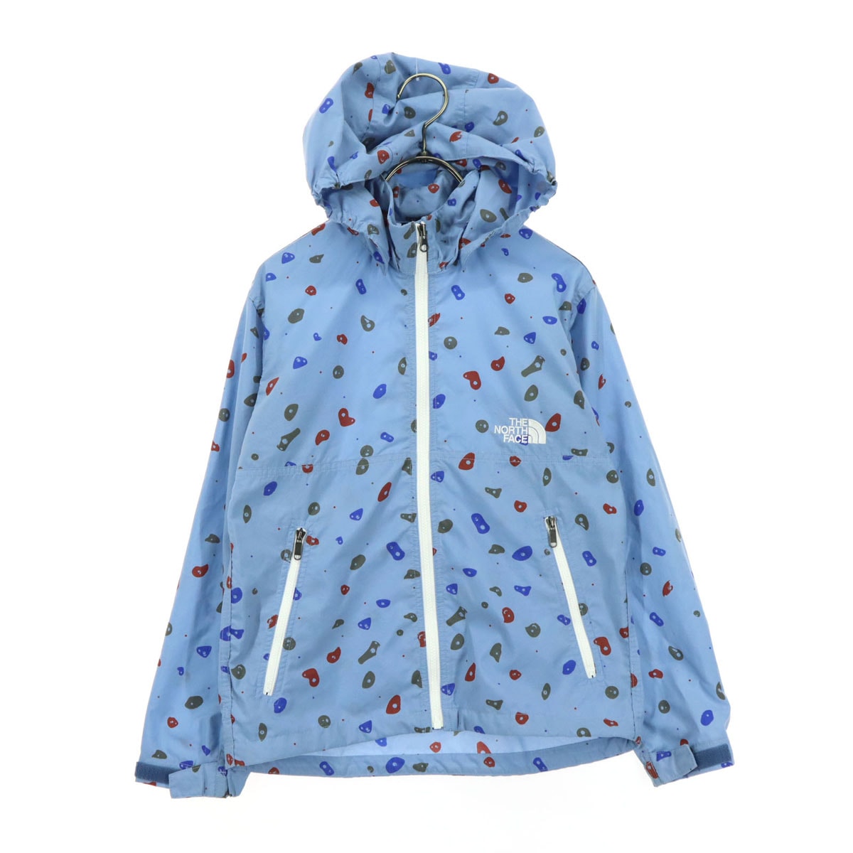 THE NORTH FACE ノースフェイス 総柄 長袖 コンパクト ナイロンジャケット 140 ブルー フーディー NPJ21811