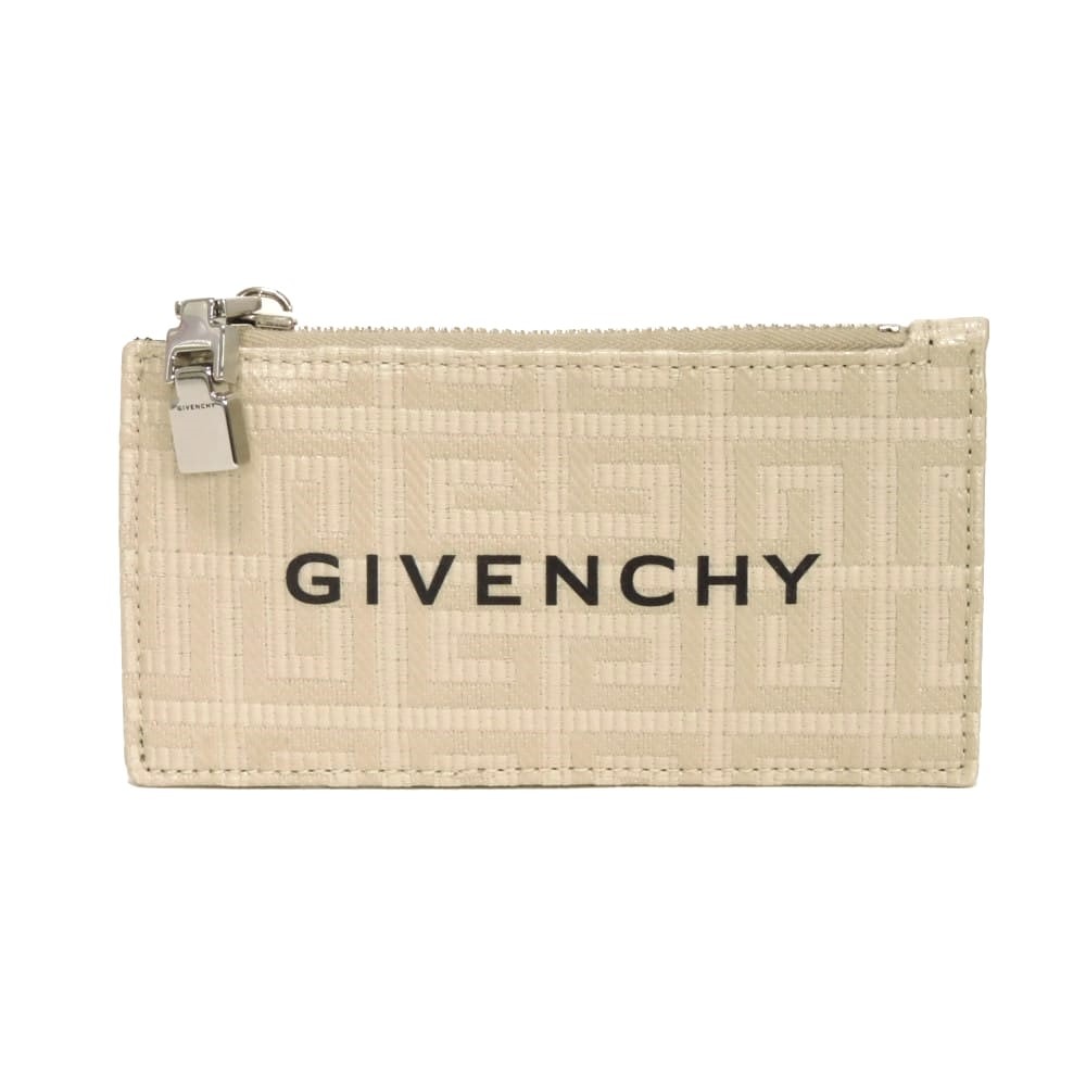 Givenchy ジバンシー ロゴ フラグメントケース グレージュ ブラック バイカラー コットン レザー カードケース パスケース 名刺入れ ミニウォレット 財布 4G エンブレム モノグラム ナチュラル コインケース BK60DNK1LF