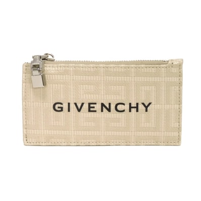 Givenchy ジバンシー ロゴ フラグメントケース グレージュ ブラック バイカラー コットン レザー カードケース パスケース 名刺入れ ミニウォレット 財布 4G エンブレム モノグラム ナチュラル コインケース BK60DNK1LF