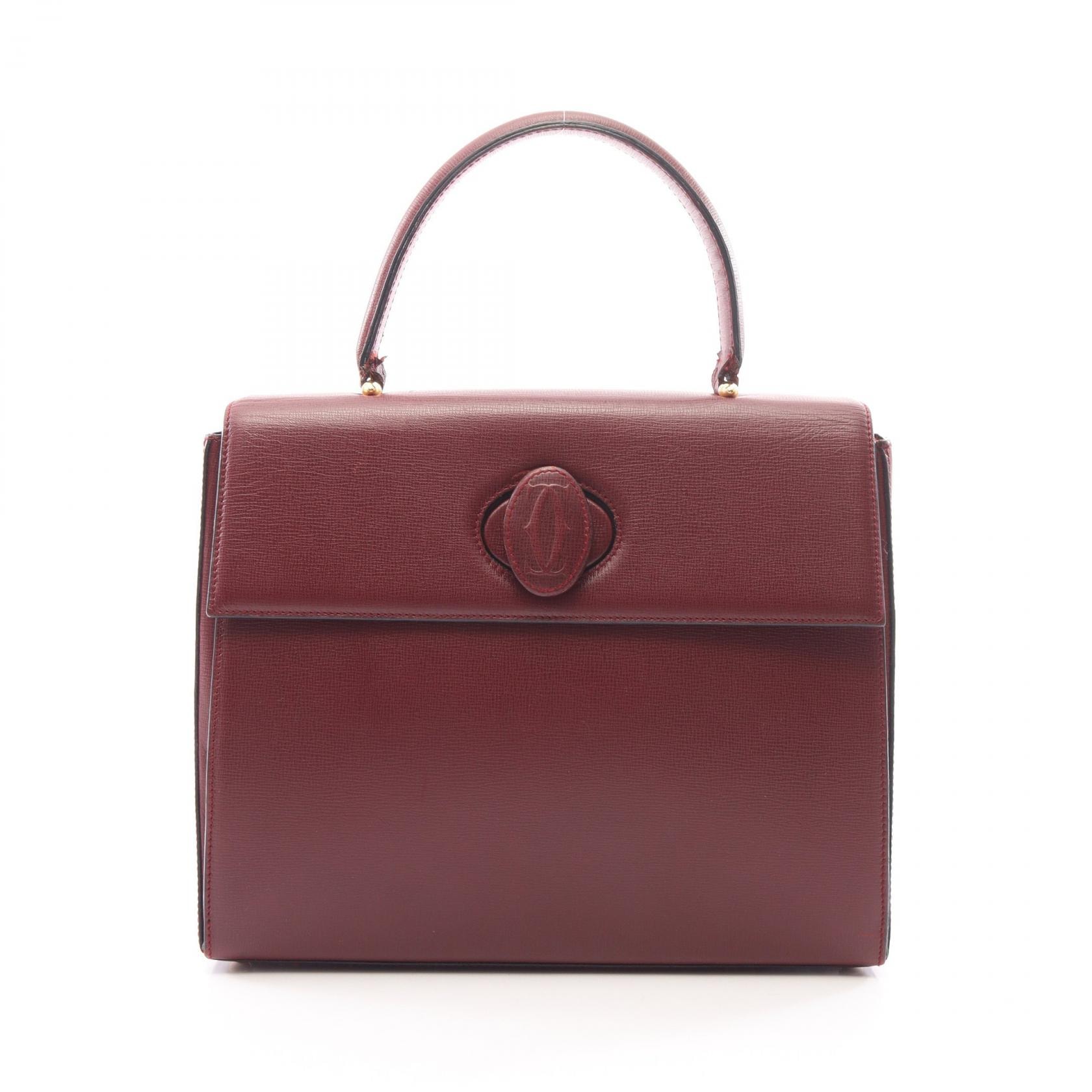 カルティエ CARTIER マストライン ハンドバッグ バッグ レザー レディース ボルドー系 【中古】