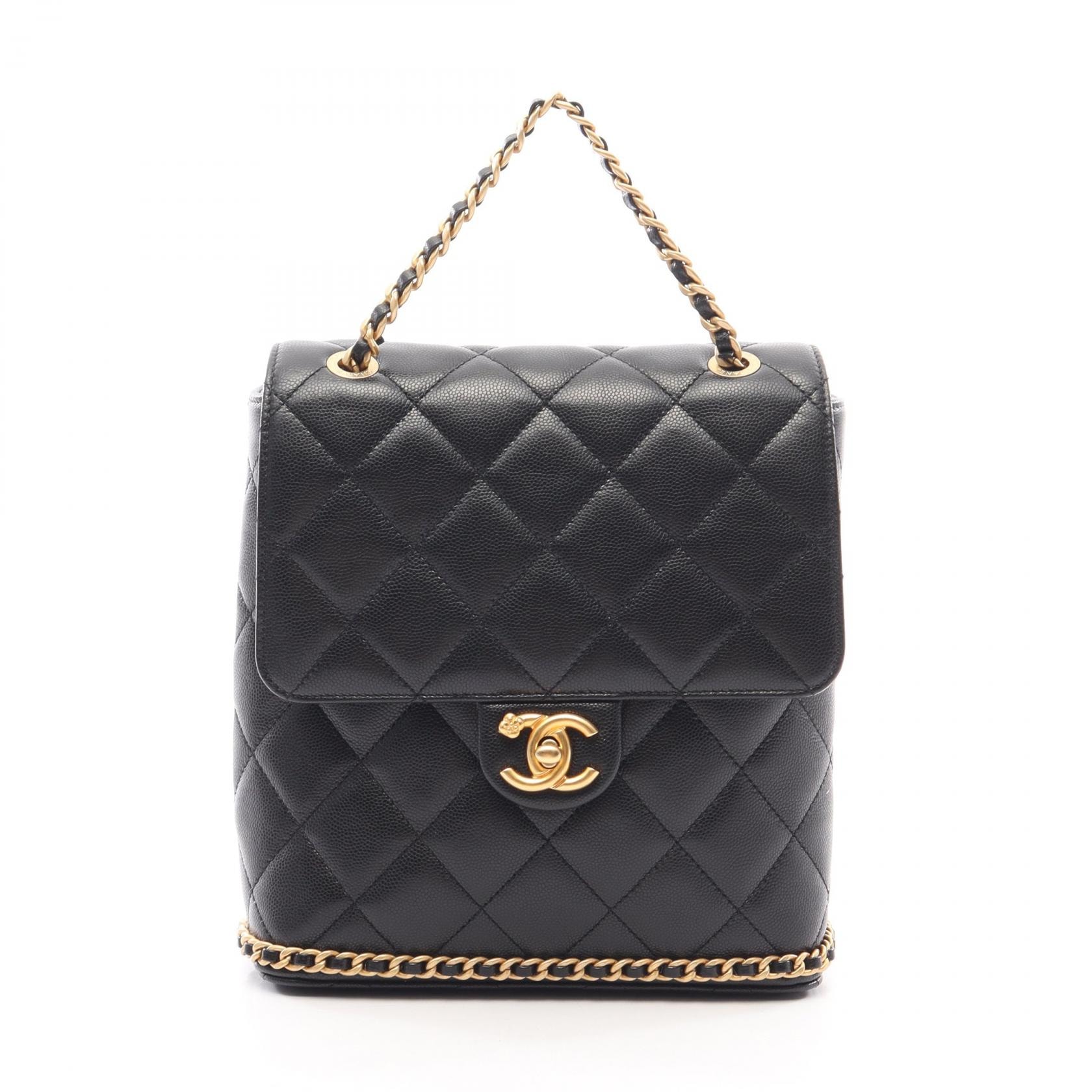 シャネル CHANEL マトラッセ カメリア リュックサック バックパック バッグ キャビアスキン(グレインドカーフ) レディース ブラック系 AS4490 【中古】