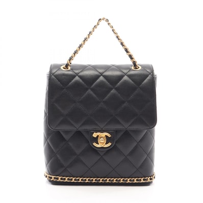 シャネル CHANEL マトラッセ カメリア リュックサック バックパック バッグ キャビアスキン(グレインドカーフ) レディース ブラック系 AS4490 【中古】
