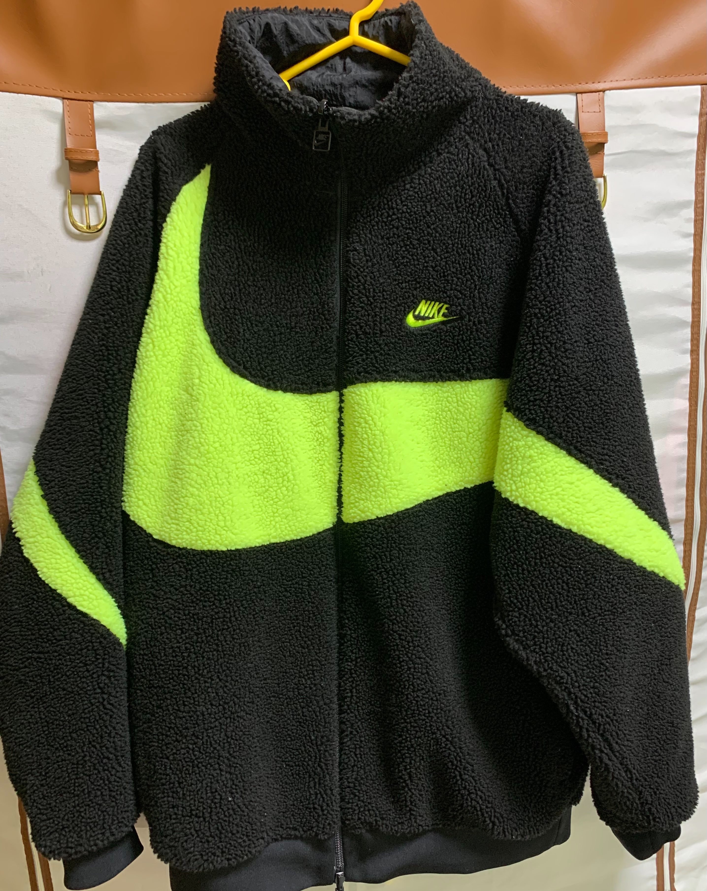 Nike Big Swoosh Reversible Boa Jacket"Black Neon"