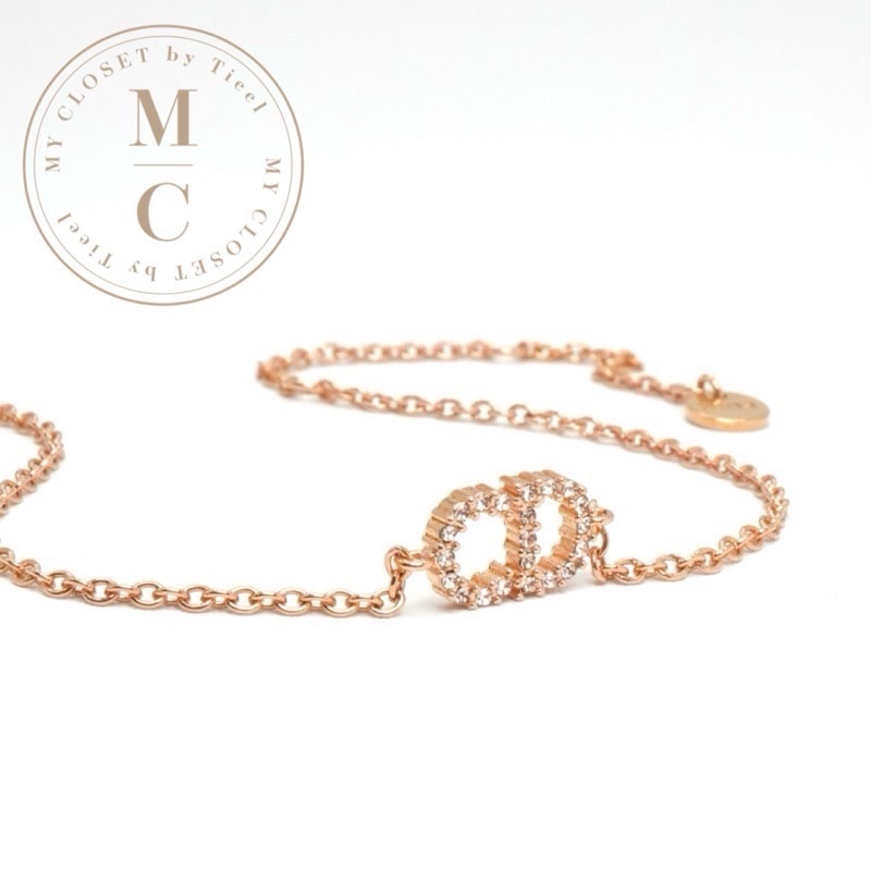 クリスチャンディオール CHRISTIAN DIOR CLAIR D LUNE ブレスレット バングル カフ ピンクゴールド CDロゴ ラインストーン