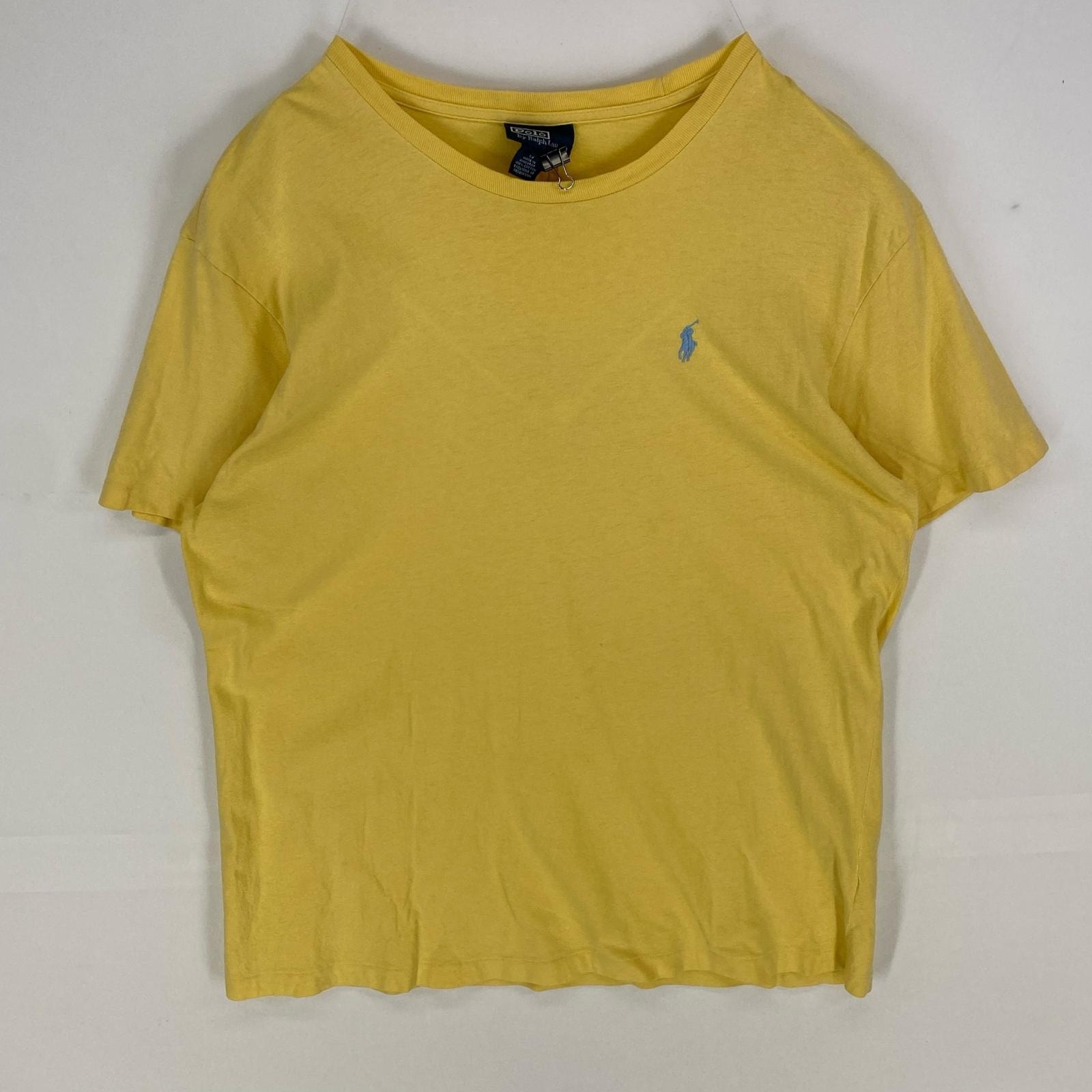 古着 ポロバイラルフローレン Polo by Ralph Lauren 半袖Tシャツ クルーネック ワンポイントロゴ刺繍 M  イエロー系 メンズ