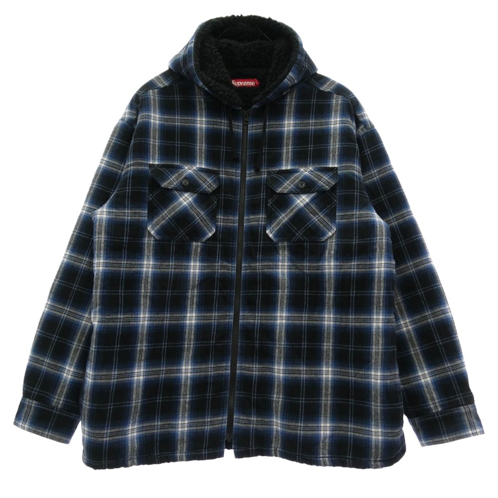 Supreme Leather Applique Zip Up Hooded Sweatshirt 