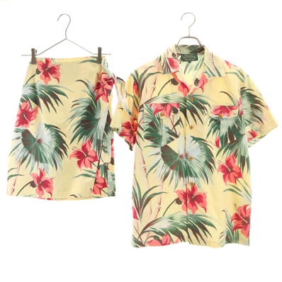 RALPH LAUREN COUNTRY ラルフローレンカントリー 90s オールド ポロカン 半袖 アロハシャツ 上下セットアップ 7/9 ベージュ系 インパクト21