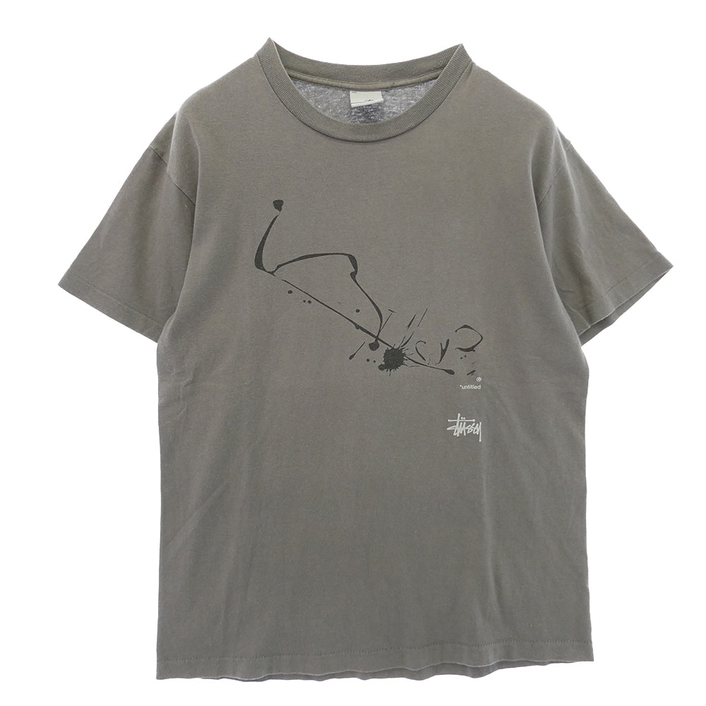 STUSSY ステューシー WTAPS ダブルタップス 90s USA製 銀タグ OLD オールド Drip Technique Tee グラフィック Tシャツ グレー系 M【中古】