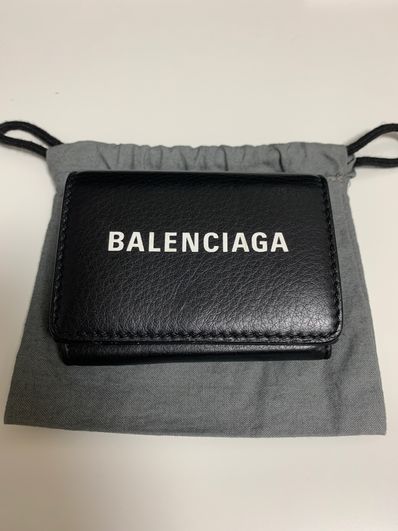 BALENCIAGA Cash Mini Wallet Grained Calfskin "Black/White"