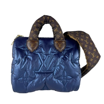 ルイ ヴィトン LOUIS VUITTON ショルダーバッグ ハンドバッグ LVピロー スピーディ バンドリエール25 ナイロン ブルー/ブラウン レディース M21061【中古】 z10683