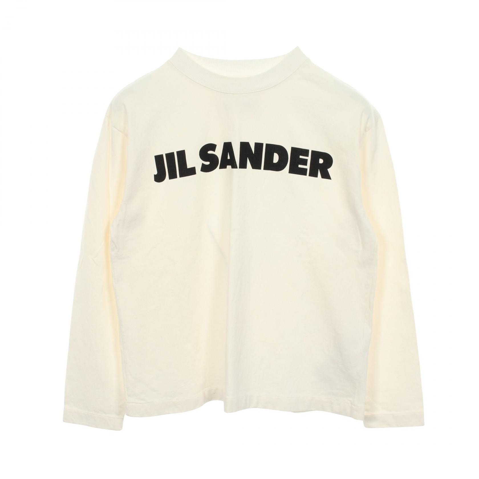 ジルサンダー JIL SANDER ロゴプリント 長袖Tシャツ 衣料品 トップス コットン レディース ホワイト系 【中古】