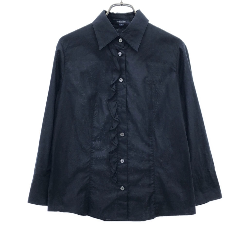 BURBERRY LONDON バーバリーロンドン 三陽商会 長袖 フリル シャツ 40 ブラック ブラウス