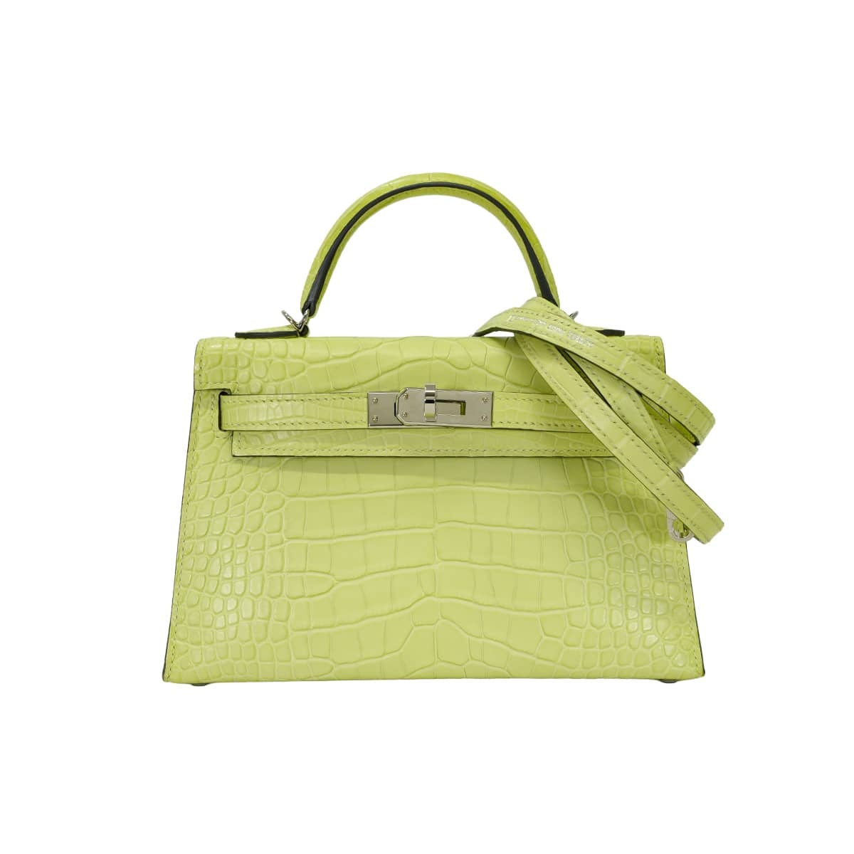 【恵比寿明治通り店】HERMES エルメス ショルダーバッグ ケリー ミニ ドゥ ケリー 20 ジョーヌブルジョン クロコダイル アリゲーターマット シルバー金具 B刻印 新品同様【中古】