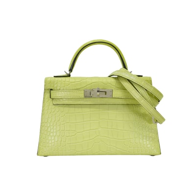 【恵比寿明治通り店】HERMES エルメス ショルダーバッグ ケリー ミニ ドゥ ケリー 20 ジョーヌブルジョン クロコダイル アリゲーターマット シルバー金具 B刻印 新品同様【中古】