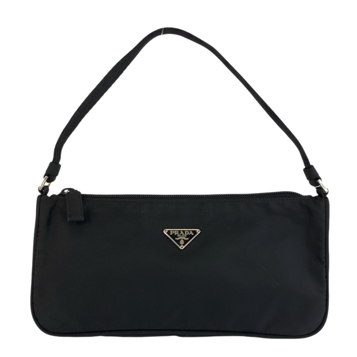 美品 PRADA プラダ テスート ブラック 黒 シルバー金具 ナイロン ハンドバッグ アクセサリーポーチ 602817 【中古】