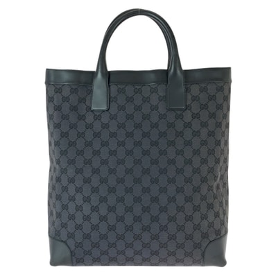 美品 GUCCI グッチ GG柄 ブラック 黒 キャンバス レザー/ トートバッグ 600808 【中古】