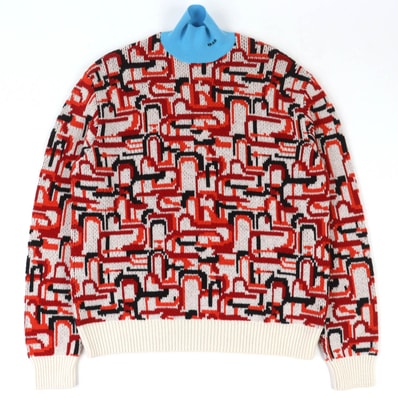 極美品 プラダ ニット レッド系 メンズ 48 UMR536 S222 1113