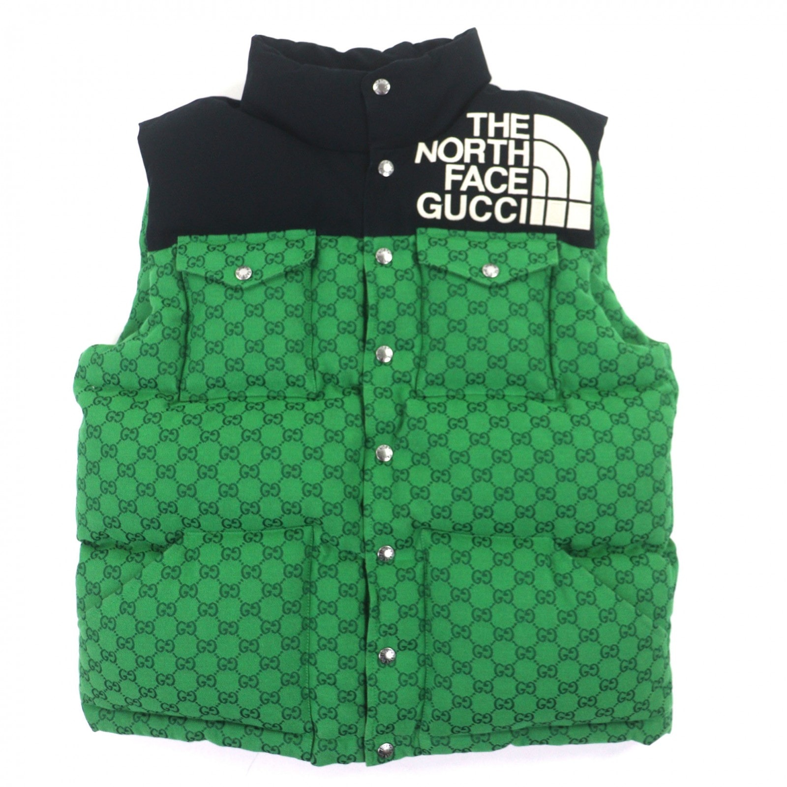 美品 グッチ ザ・ノースフェイス ダウンベスト グリーン XXS 670910