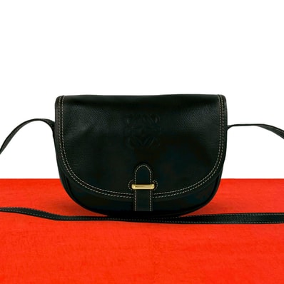 LOEWE ロエベ アナグラム ロゴ レザー ショルダーバッグ ブラック
35375