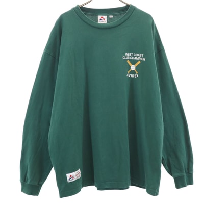 AVIREX アヴィレックス バックプリント 長袖 Tシャツ 2XL グリーン ロンT ビッグサイズ