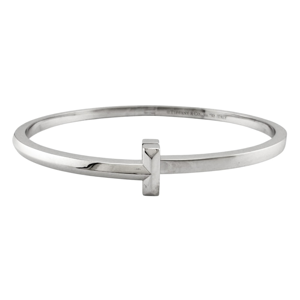 ティファニー ティファニーT Tワン ナロー ヒンジ バングル 18金 K18ホワイトゴールド レディース TIFFANY&Co.  中古